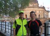 Souvenir photo of sight running in Berlin in front of the Bode Museum