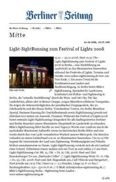 Light-SightRunning Artikel der Berliner Zeitung zum Lichter-Festival