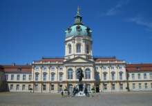 At the entrance of the Charlottenburg Palace viewing north. Behind the palace is the main running attraction, the palace gardens